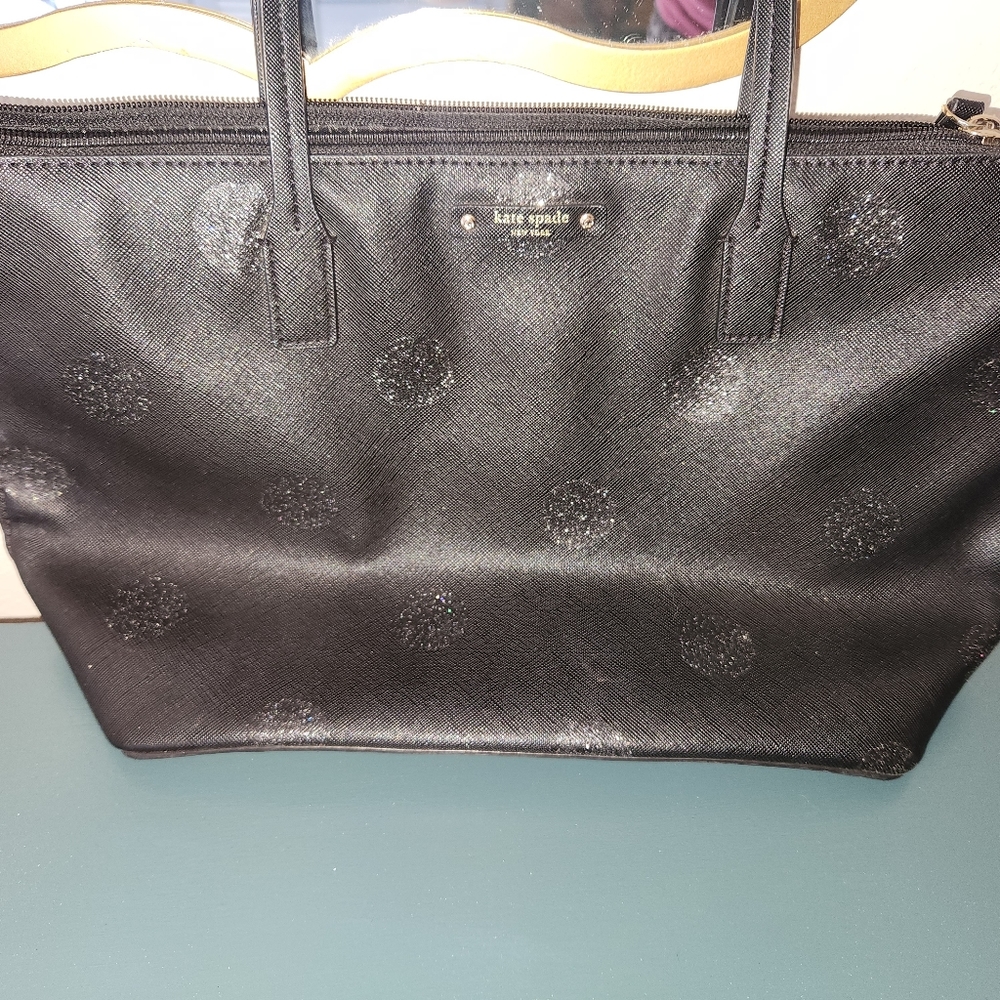 Kate Spade Black Glitter Dot Handbag
